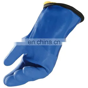Fishing Thermal Oil Field Warm Cassimere Lined Cold Proof Blue Sandy PVC Glove, Hand Gloves, Rubber Glove thumbnail-3