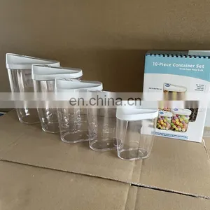 Bpa Free 10 Pieces Stackable Plastic Kitchen Food Storage Containers Set With Pour Lids For Cereal Candy Nuts Beans thumbnail-3