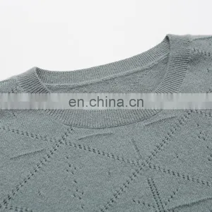 Solid Color Short Sleeve Women's Casual Knitted Cashmere Pullover Factory Customized Design Crew Neck for Spring Season thumbnail-3