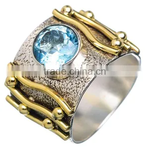 BLUE TOPPAZ RING 925 SOLID STERLING,SILVER EXPORTER,STERLING SILVER JEWELRY,SILVER RING,WHOLESALE SILVER JEWELRY thumbnail-1