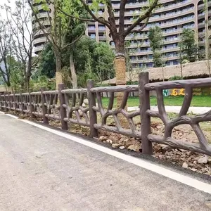 Cement Imitation Wood Guardrails for Gardens, Riversides, and Parks, Antique-style Railings, Imitation Bark Concrete Fences, and New Rural Fences thumbnail-5
