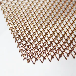 Aluminium Decorative Steel Metal Wire Screen Woven Architectural Mesh Ceiling Curtain Hanging Drapery Coil for Interior Design thumbnail-2