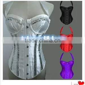 Wholesale Lady Sexy Burlesque Halterneck Sequin Boned Corset Basque thumbnail-1