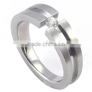 White Titanium Ring With Crystal Created Diamond From China Manufacturer thumbnail-1