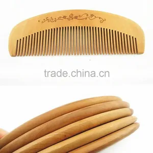 Natural Fine Tooth Peach Wood No-static Massage Hair Comb thumbnail-2