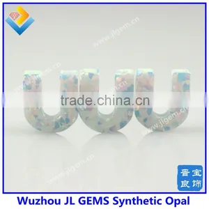 Fire White Op17 Letter W Pendant With Synthetic Opal Pendant/charm for Making Jewelry thumbnail-3