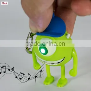 Hot Sell Promotional Plastic LED Flashing Gift Keychain With Sound Monster University thumbnail-3