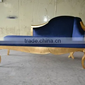 Royalblue Velvet Gold Frame Lounge Chaise XY2869A thumbnail-6