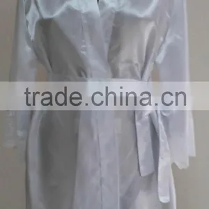 Comfortable Women White Satin Lace Robe thumbnail-2