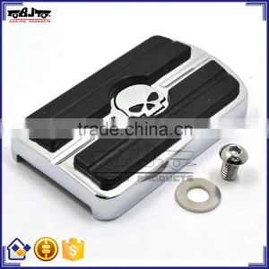 BJ-FP216-052 Billet Aluminum Skull Large Motorcycle Brake Pedal Pad Cover For 1980-up Harley Touring FLD thumbnail-1