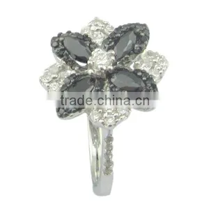 Flower 925 Silver Two-tone Plating Jewelry Ring thumbnail-1