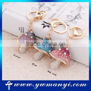 Letest Design Mushroom Logo Alloy Crystal Keychain K0009 thumbnail-1