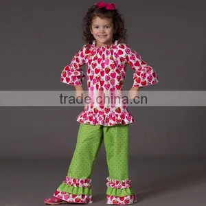 2015 Hot Sale Newest Style OEM Service Factory Price Kids Polka-dot Shirts With Pants Boutique Set thumbnail-1