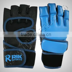 Grappling MMA Short Finger Gloves With Finger Tips, Made of Finest Quality Cowhide Leather, Inside Durable Foam Padded thumbnail-1
