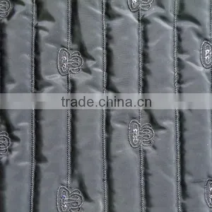 210T Waterproof Stripe Polyester Embroidered Thermal Padding Quilting Fabric China for Clothing thumbnail-3