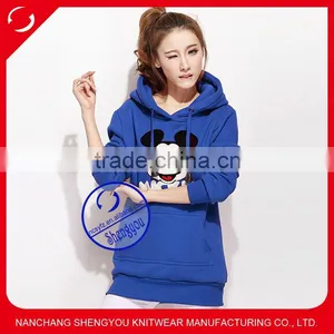 Wholesale Cheap Plain 100% Polyester Women Blue Hoodie thumbnail-1