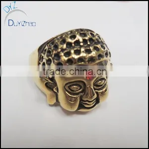 Fashion Customized Gold Plated Buddha Head Ring thumbnail-1