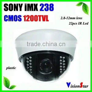 Great Image Quality At Night 1200TVL CCD Camera IMX238 WDR OSD Menu Plactic Dome Camera Manual Zoom 2.8-12mm 22pcs IR Led Camera thumbnail-1