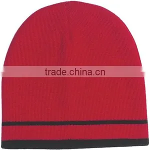 Customizable Men's Knit Beanie With Double Stripes thumbnail-5