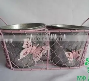 Wire Mesh Basket 2 Zinc Pot Inside thumbnail-2