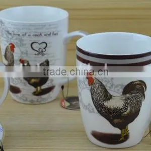 11OZ Hens Design Full Decal Print Coffee Cups, Shiny Surface Porcelain Mug, KL5004-11042 thumbnail-3