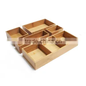 Bamboo Drawer Organizer Boxes Bamboo Desk Organizer 5 Pcs Container thumbnail-1