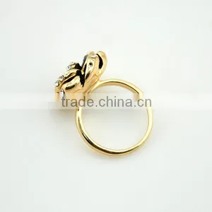 Women Accessories Gold Engagement Flower Ring With Crystal thumbnail-2