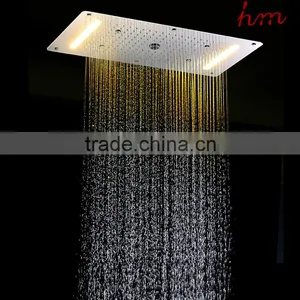 Hydro Power Led Shower Head 380*700mm Big Shower Faucet Stainless Steel Rainfall Waterfall Mist Bathroom Accessoy Embed Ceiling thumbnail-2