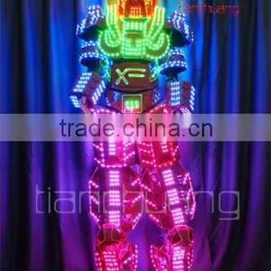 Stilt Walker Performer on Jumping Stilts With LED Costume, LED Stilt Costume thumbnail-1