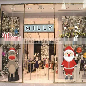 Merry Chirstmas Santa Claus and Deer No Glue Static Stickers Decoration thumbnail-1