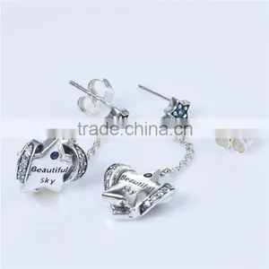 Long Fashion Design Raw Material Engraved Hanging Pave Diamond Earrings thumbnail-4