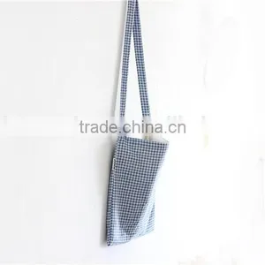 Blue Plaid Zipper Canvas Handbag,canvas Bag thumbnail-3