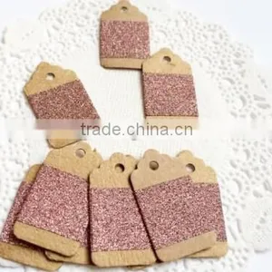 Wedding Party Card Bronze Gold Pink Glitter Label Gift Price Mini Hang Tag thumbnail-1