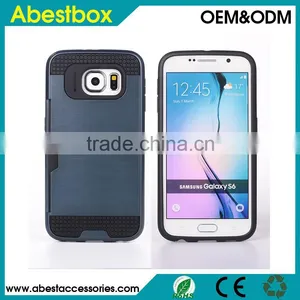 For Samsung Galaxy S6 Brushed Combo Case With Card Slot, for S6 G9200 TPU+PC Hybrid Cover Cases thumbnail-1