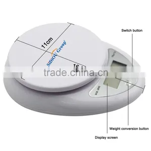 Sidiou Group White 10lb X 0.04oz Mini Digital Electronic Kitchen Scale Diet Food Compact Kitchen Scale 5kg X 1 thumbnail-3
