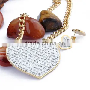 Broken Heart Shaped Stainless Steel Chain Necklace Jewery Set thumbnail-2