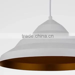 White Painting and Gold Lamp Shade Metal Hanging Pendant Lamp thumbnail-4