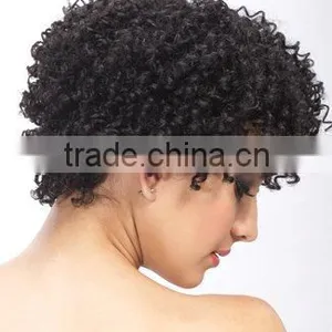 Ladies Short Black Afro Curly African American Full Lace Wigs thumbnail-2