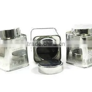 Stainless Steel Square Tea Sugar Coffee Canister Set thumbnail-3