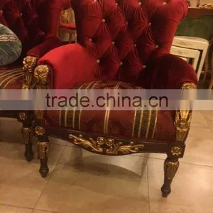 Great British Style Palace Single Sofa Chair, Hand Carved Wood Side Chair With Gold Leaf,Luxury Living Room Furniture Set thumbnail-1