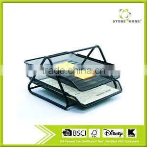 High Quality Smoked Pull Metal Mesh Office Desk File Tray thumbnail-1