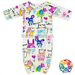Long Sleeves Infant Toddle Baby Beige Sleeper Gowns thumbnail-6