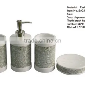 Mosaic White Resin Bathroom Accessory Set With Crackle Glass thumbnail-2