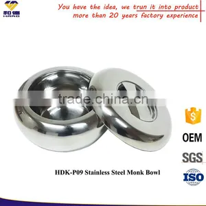 Food Grade 18-8 Stainless Steel Monks Bowl With Lid thumbnail-1