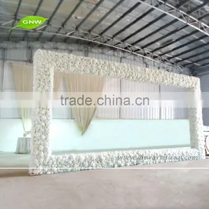 GNW 20ft White Backdrop Poles With Artificial Rose and Hydrangea Flower for Wedding Stage Decoration thumbnail-1