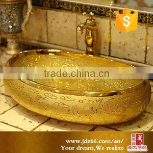 Gold Plated Art Basin Counter Top Sinks Colorful Wash Basin thumbnail-1