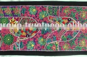 Rare Vintage Recycled Indian Textile Tapestry Fabric - - Indian Handcrafted Table Cover Cum Runner thumbnail-1