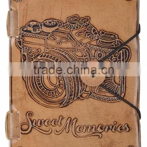 Handmade Vintage Tan Color Embossed Sweet Memories Camera Leather Notebook thumbnail-1