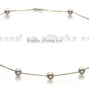 Simple AA 6.5-7mm White Round Japanese Akoya Pearl Necklace thumbnail-1
