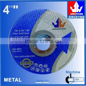 4-1/2" 115x1.6x22.2mm Super Thin Flat Resin Bonded Reinforced Cutting Wheel For Metal thumbnail-1